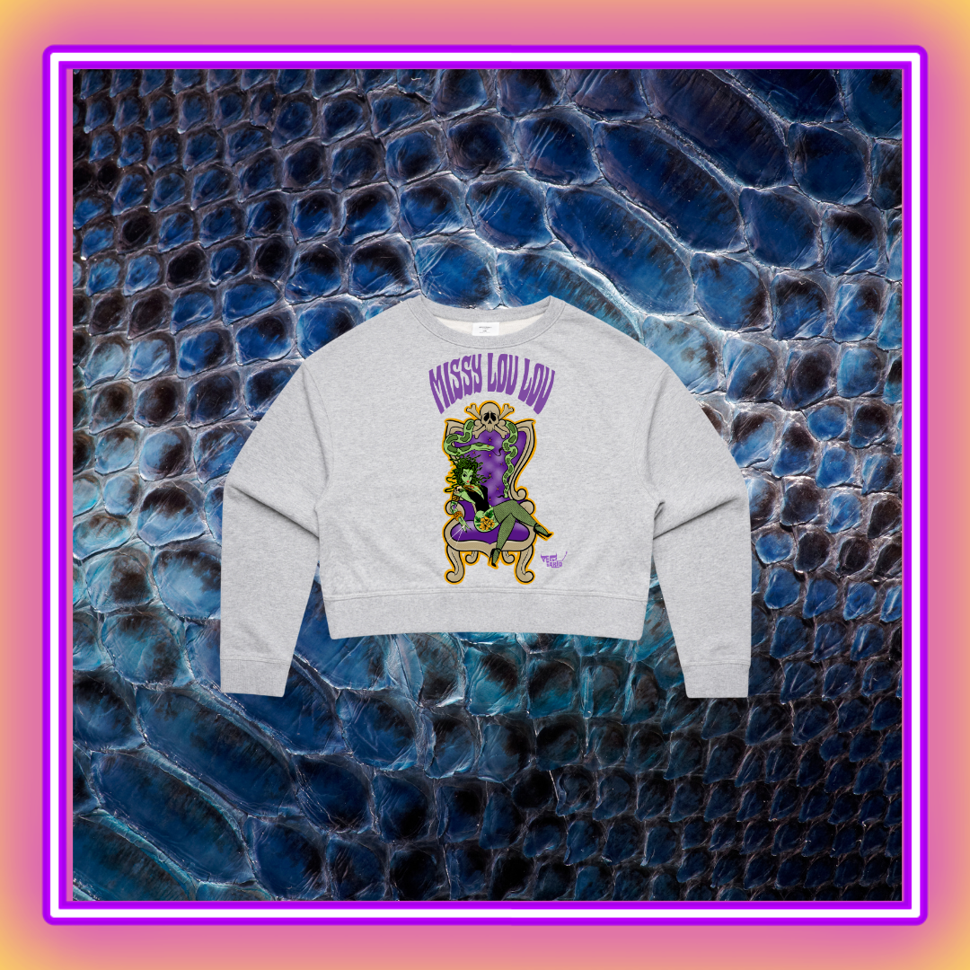 Madam Medusa - Crop crew sweater. Grey