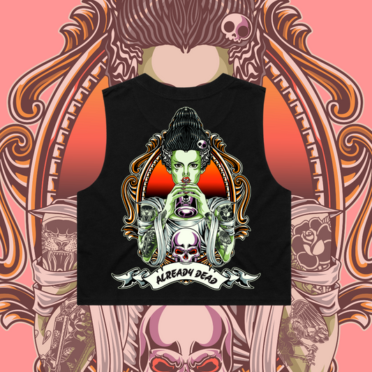 Already Dead - Crop Tank, Black & Pink