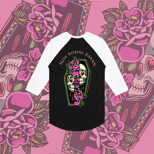Not Today Satan - Baseball Tee, Pocket design