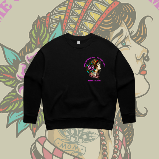 Fool Me Once  - Relaxed Crew Sweater, Black