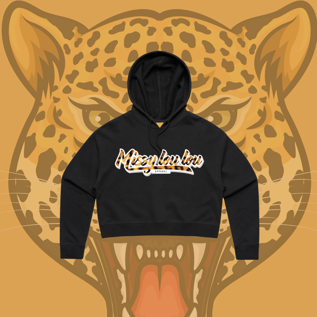Logo Collection - Leopard Print, Crop Hood - Pink & Black