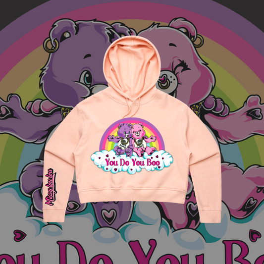 You Do You Boo  Crop Hood, Pink & Black