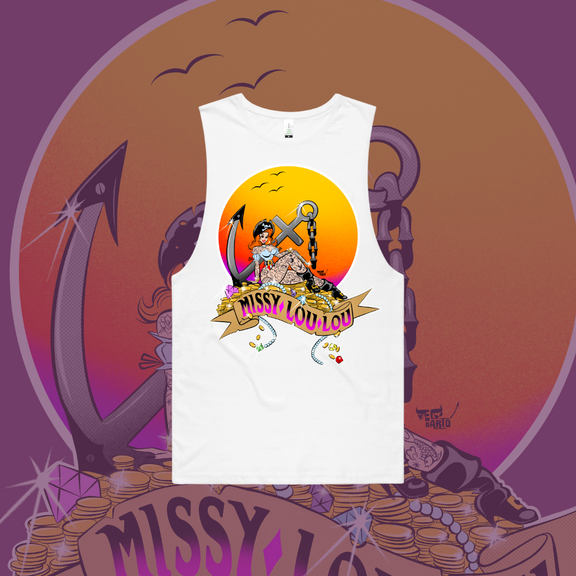 Penny Parley, Unisex surfer tank - Front Design