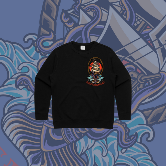 Release the Kraken- Premium Women's Crew,Black & Grey