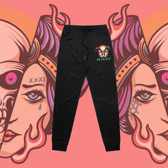 What Lies Beneath -  Trackies - Slim Fit, Black, Sage, Pale Pink