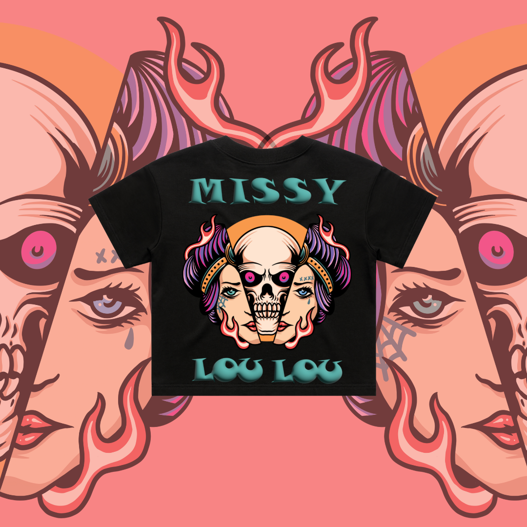 What Lies Beneath-  Crop Tees, Black, Lilac, Pale Pink