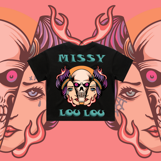 What Lies Beneath-  Crop Tees, Black, Lilac, Pale Pink