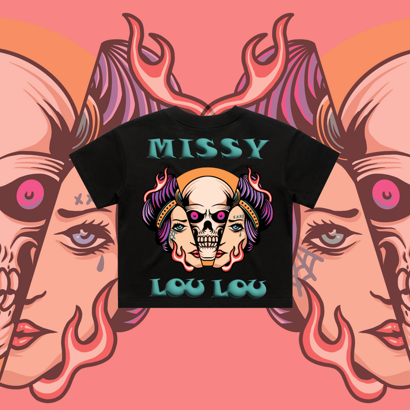 What Lies Beneath-  Crop Tees, Black, Lilac, Pale Pink