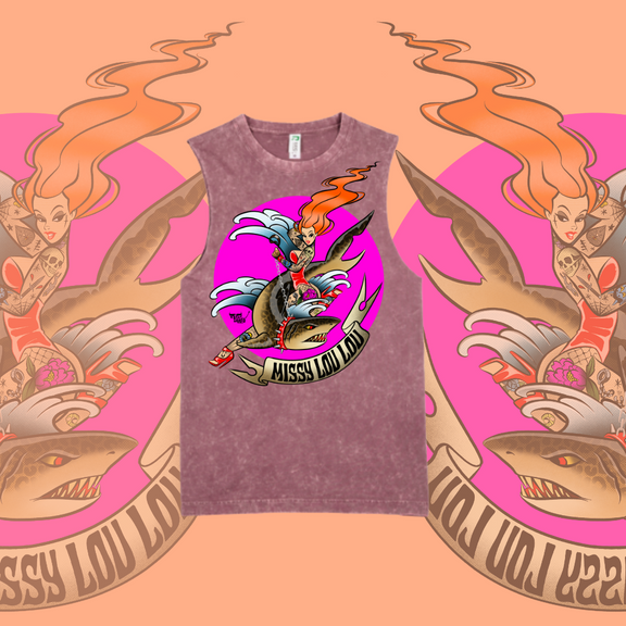 Miss Fin - Marble stone tanks, Black & Pink