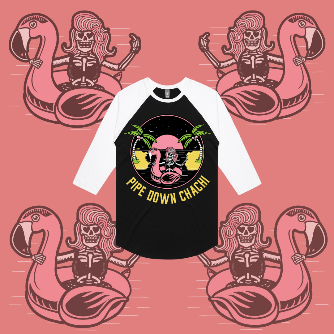 Chachi - Baseball tee, black & white.