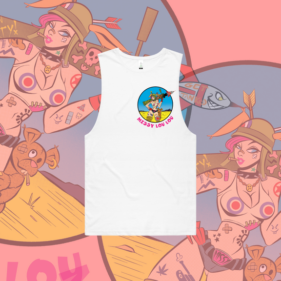 Rudy Rocket - Unisex surfer tank - Black & White.