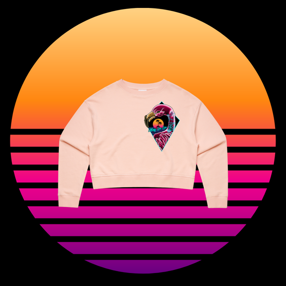 Franky Feathers - Crop crew sweater. Pale pink