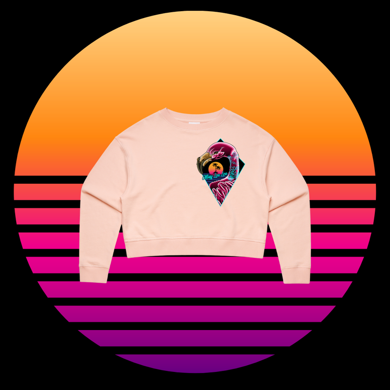 Franky Feathers - Crop crew sweater. Pale pink