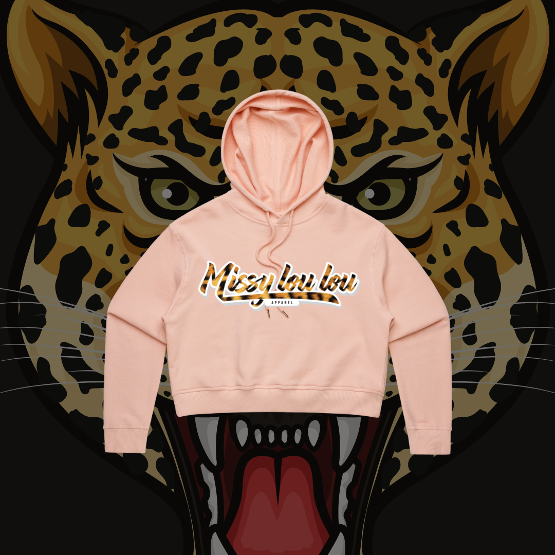 Logo Collection - Leopard Print, Crop Hood - Pink & Black