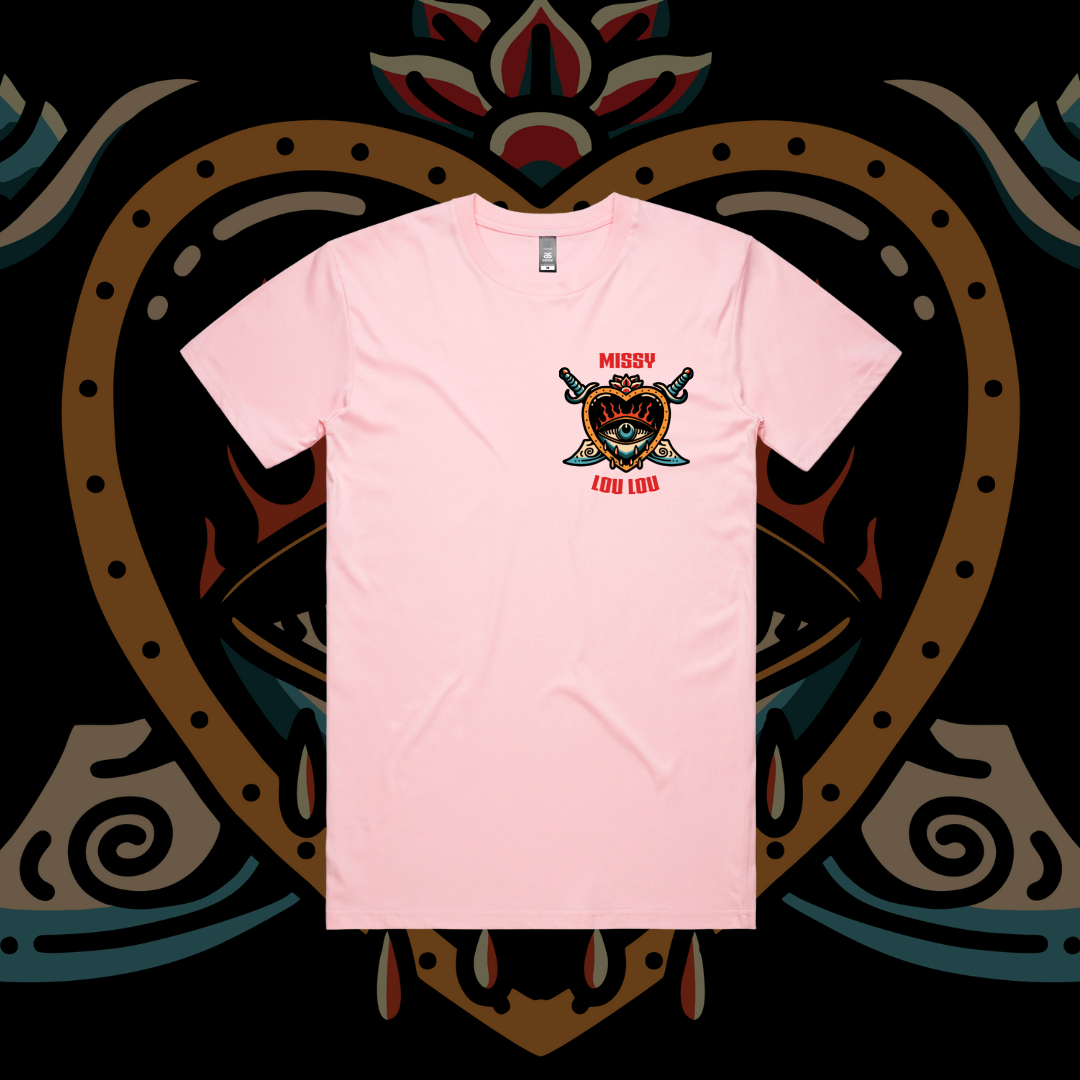 Hearts 'N' Daggers - Unisex Tee, Black & Baby Pink