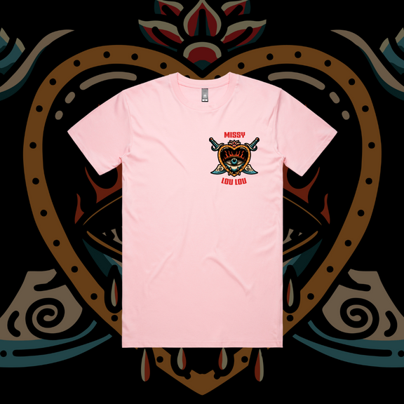Hearts 'N' Daggers - Unisex Tee, Black & Baby Pink