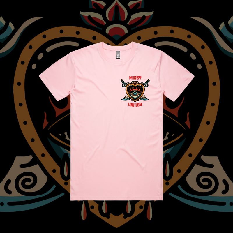 Hearts 'N' Daggers - Unisex Tee, Black & Baby Pink