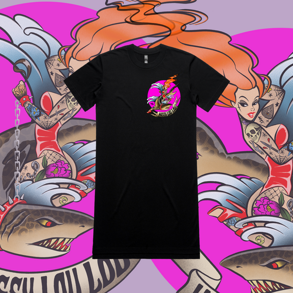 Oversized T'dress - Miss Fin, Black & White