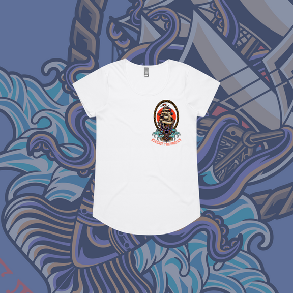 Release the Kraken - Drop neck tee, Black & White