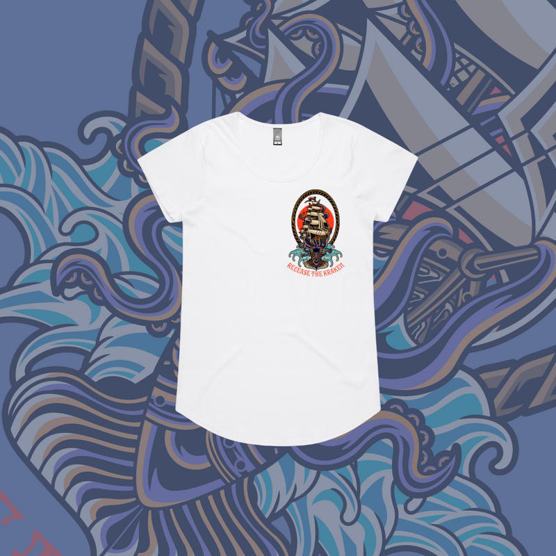 Release the Kraken - Drop neck tee, Black & White
