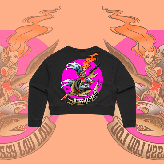 Miss Fin - Crop crew sweater. Black
