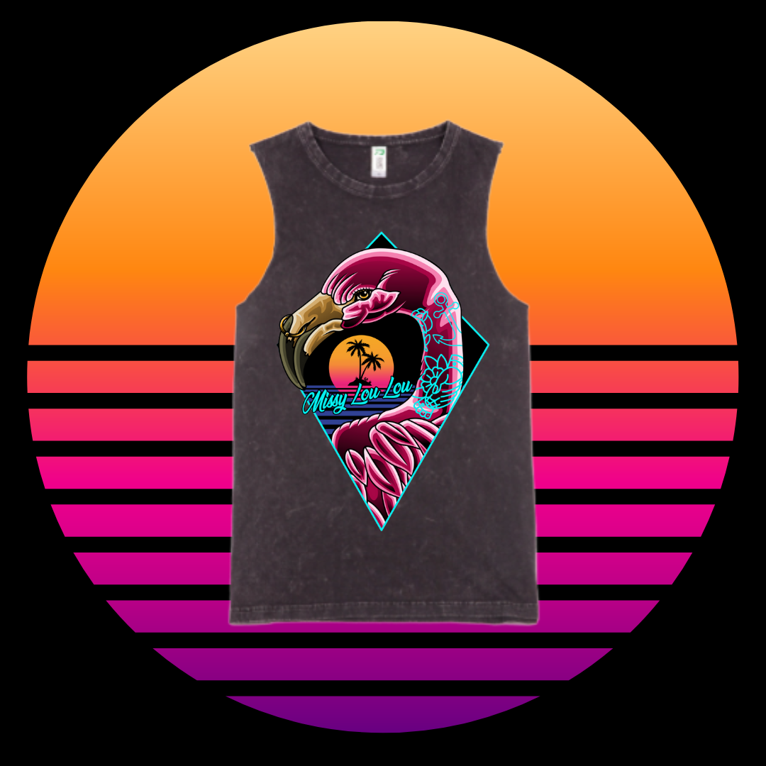 Franky Feathers- Marble stone tanks, Black & Pink
