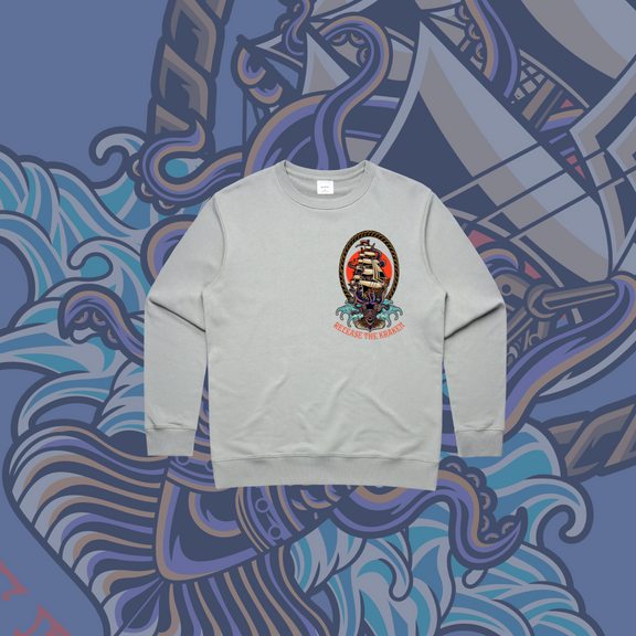 Release the Kraken- Premium Women's Crew,Black & Grey