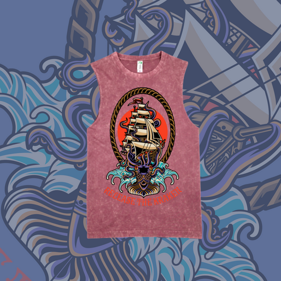 Release the Kraken- Marble stone tanks, Black & Pink