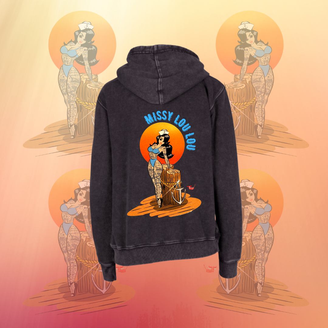 Sailor Sally -  Stonewash Charcoal Hoodie