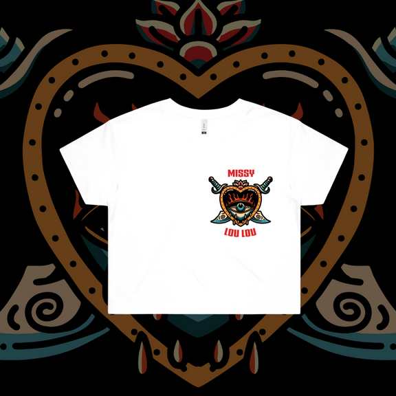 Hearts 'N' Daggers - Crop Tee, Black & White