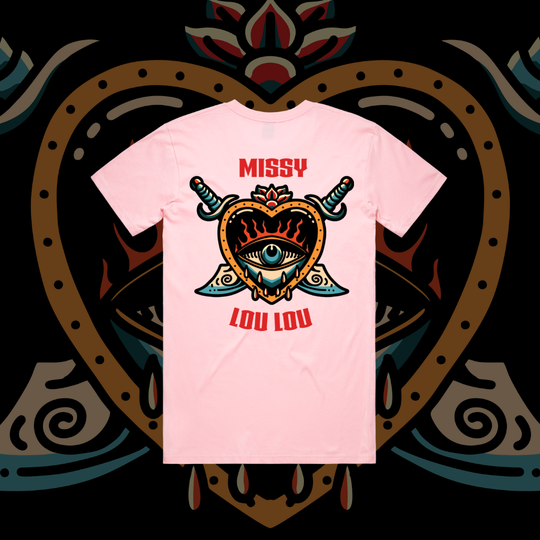 Hearts 'N' Daggers - Unisex Tee, Black & Baby Pink