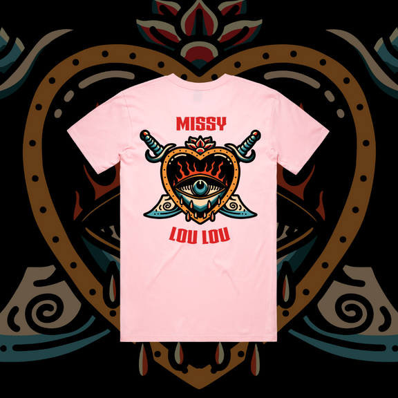 Hearts 'N' Daggers - Unisex Tee, Black & Baby Pink