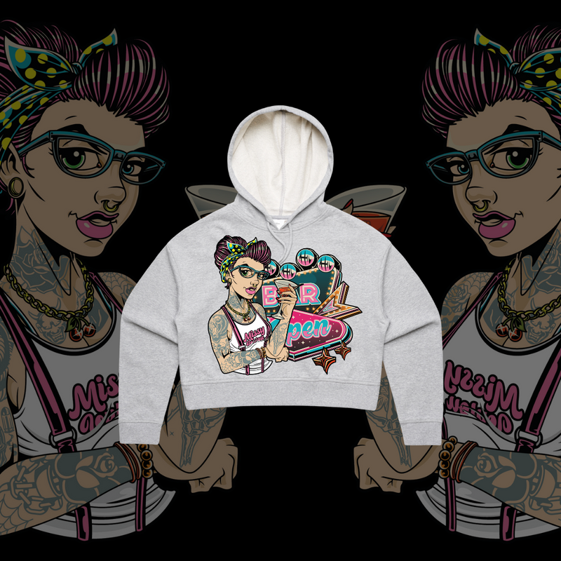 Roxy Rebel - Crop Hoodie, Pink,Black,Grey.