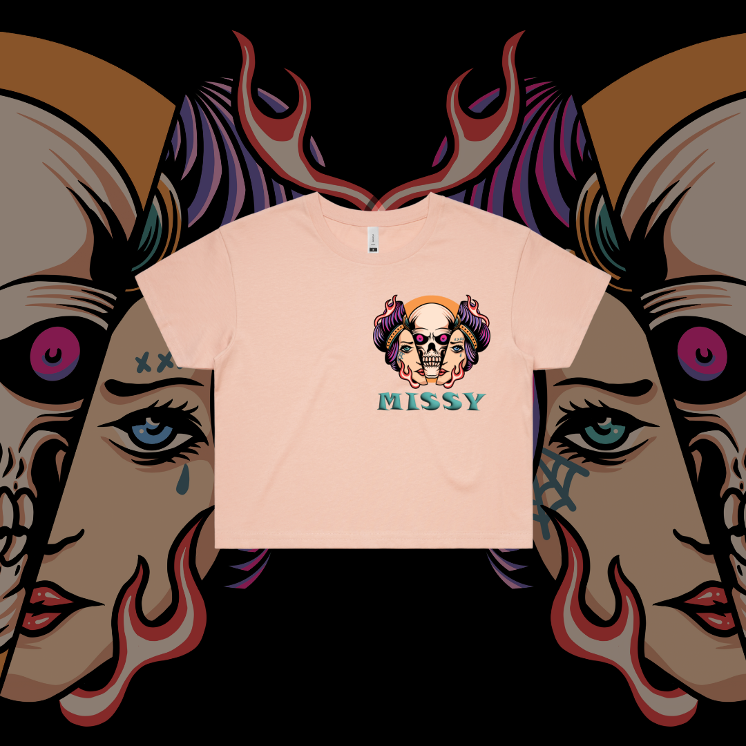 What Lies Beneath-  Crop Tees, Black, Lilac, Pale Pink