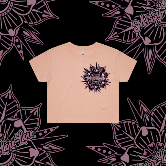 Rosy Posy-  Crop Tees,Black, Lilac,Pink