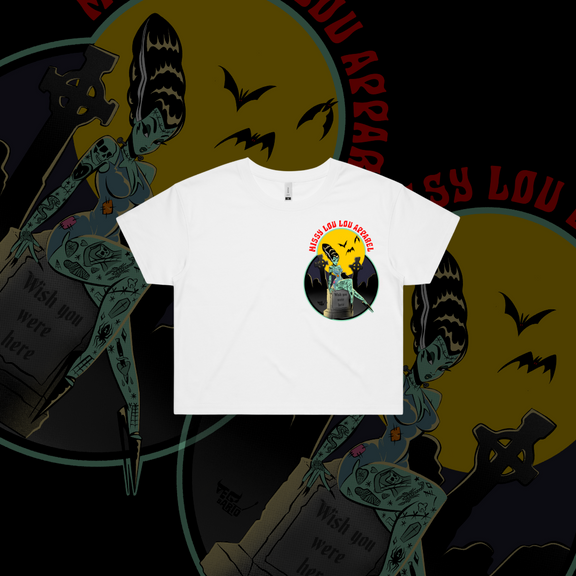 Grave Digger - Crop Tee, Black, White.