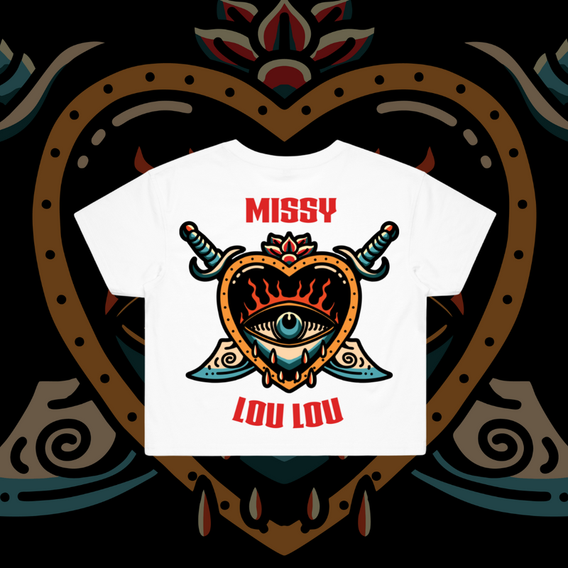 Hearts 'N' Daggers - Crop Tee, Black & White