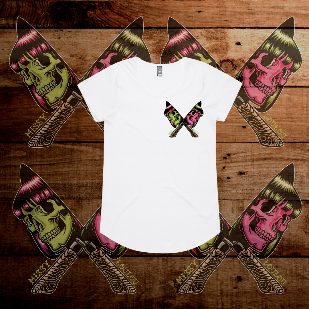 Cutthroat - Drop neck tee, Black & White