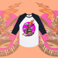 Miss Fin - Baseball tee, black & white.
