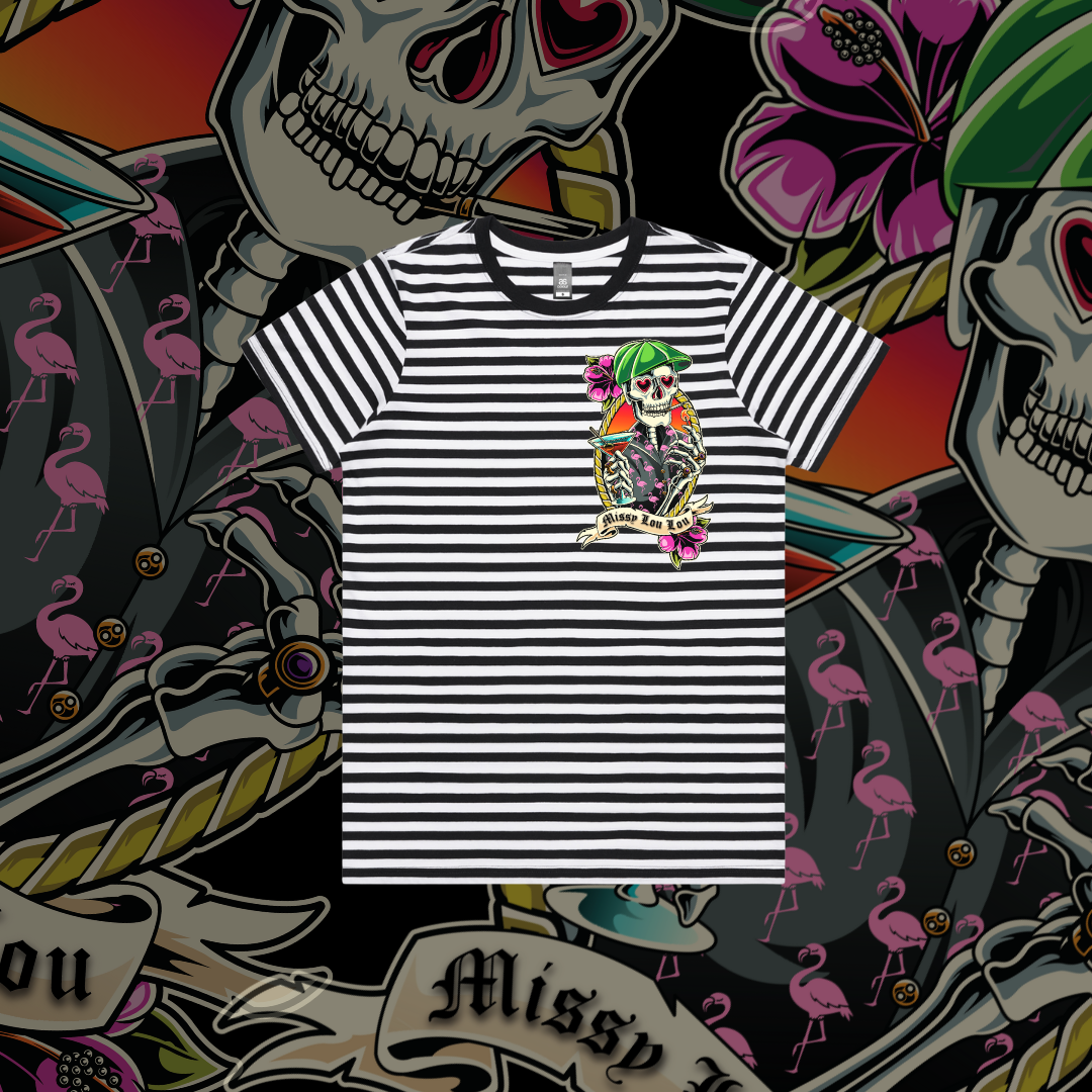 5PM SOMEWHERE- Women's Premium Stripe tee