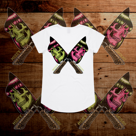 Cutthroat - Drop neck tee, Black & White