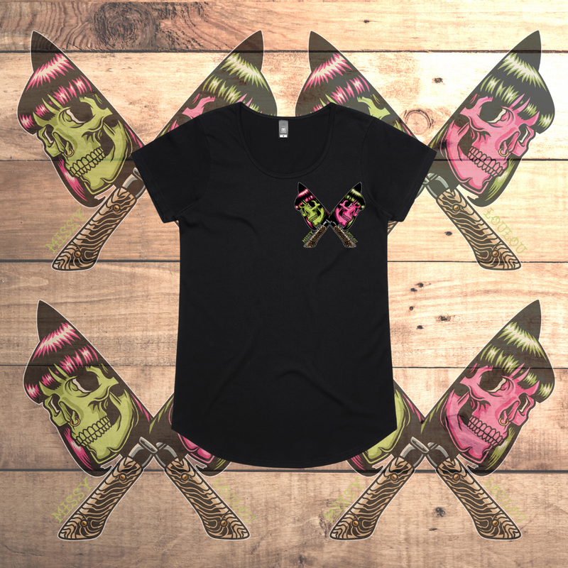 Cutthroat - Drop neck tee, Black & White