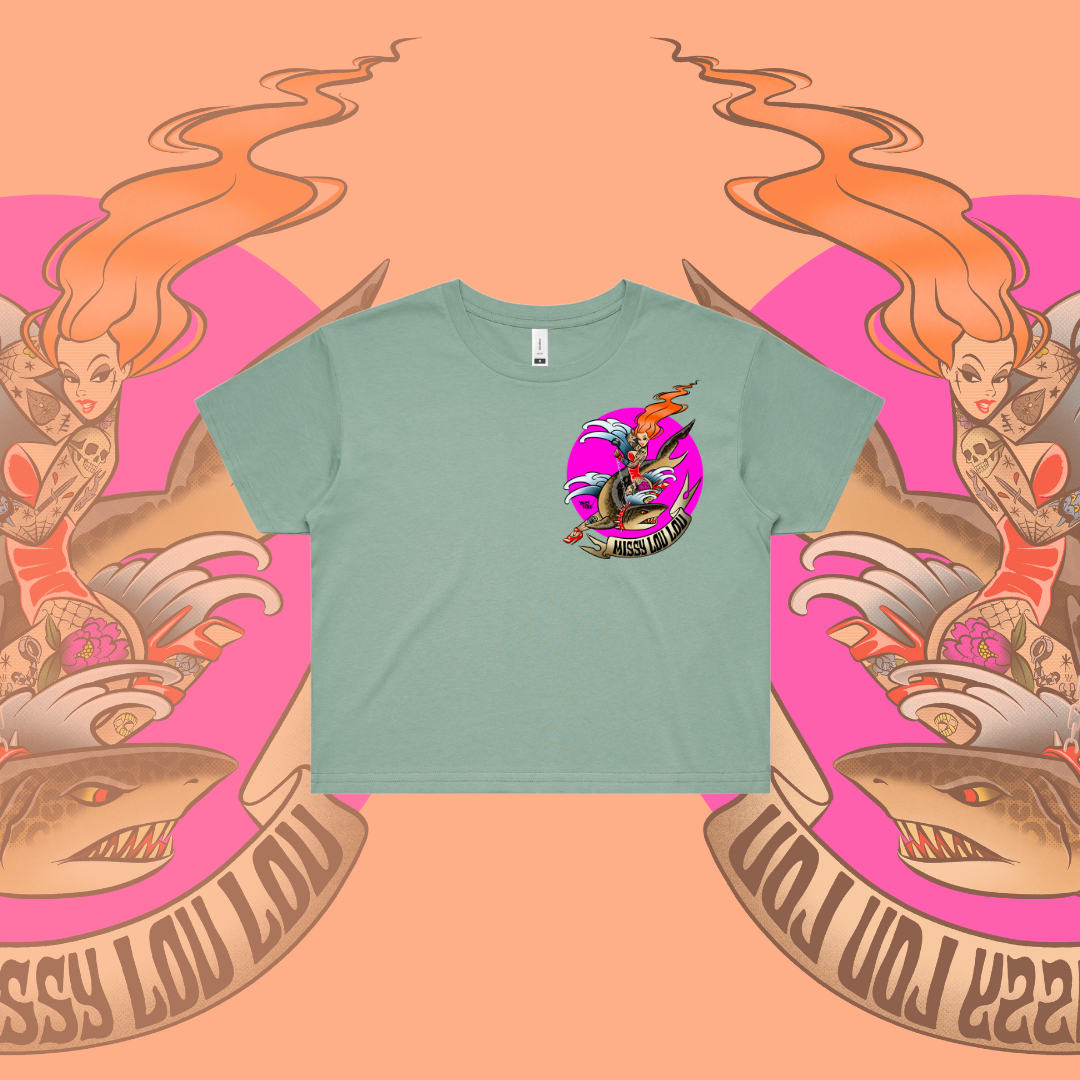 Miss Fin - Crop Tee, Sage