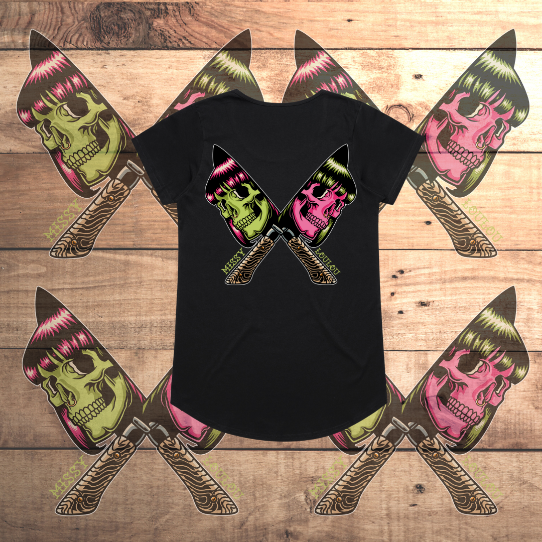 Cutthroat - Drop neck tee, Black & White