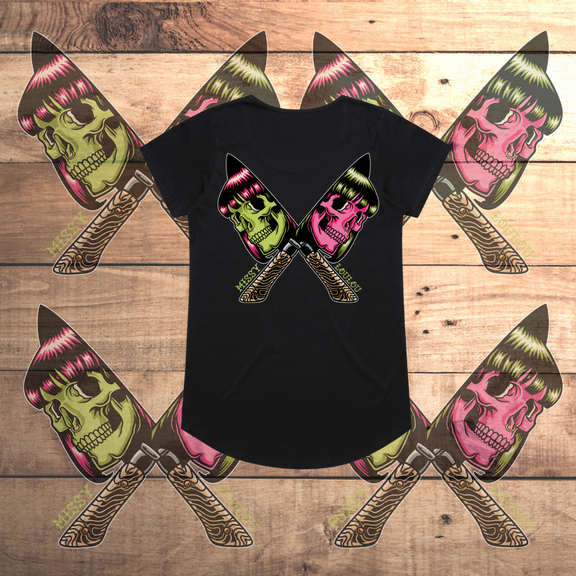 Cutthroat - Drop neck tee, Black & White