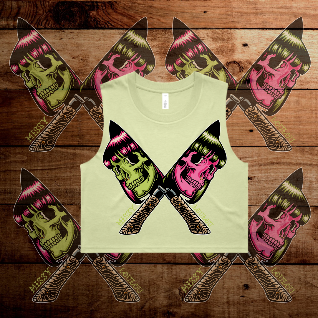 Cuttroat- Crop tank - Front design, Pistachio