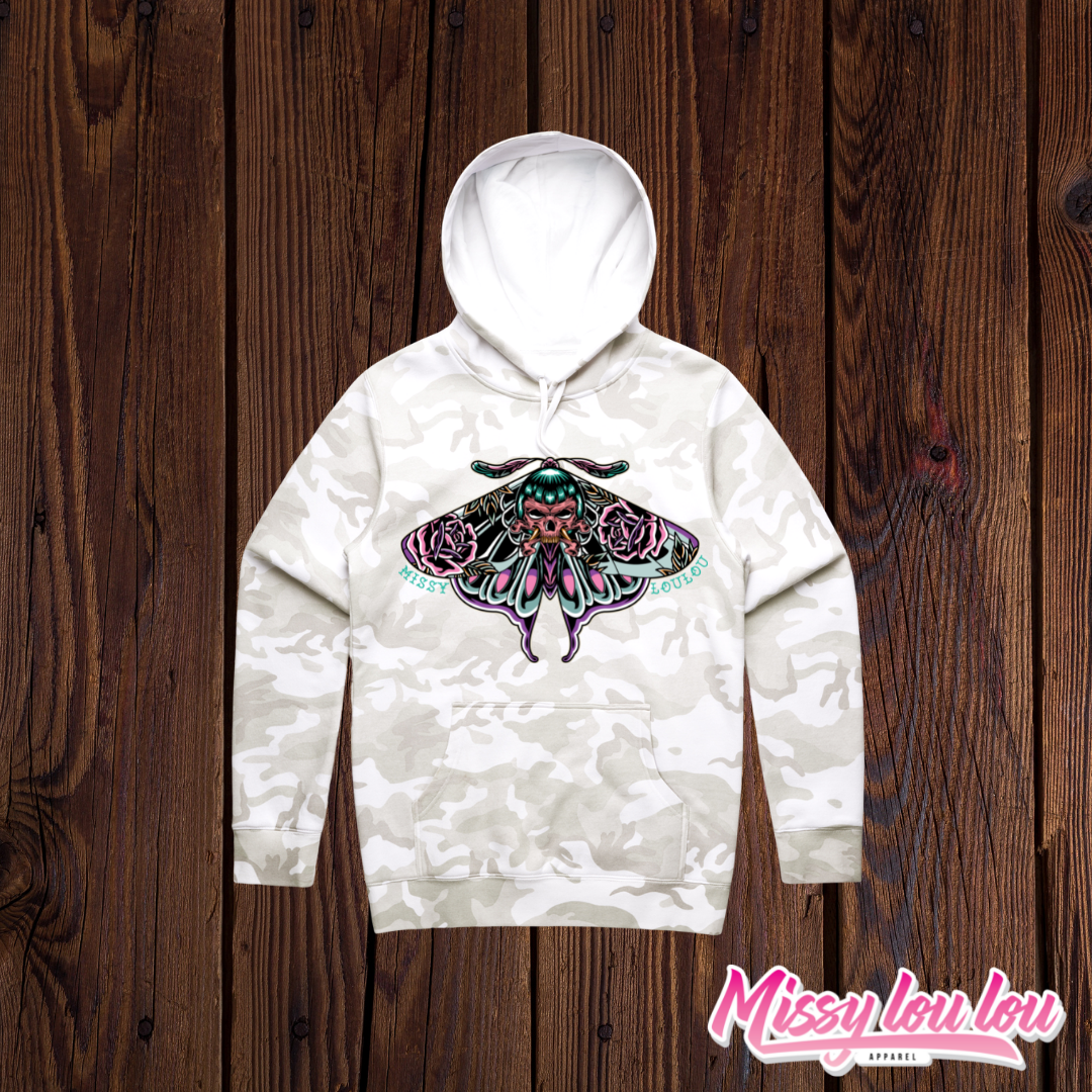 SMALL - Bad Betty Butterfly - Camo Unisex hoodie.